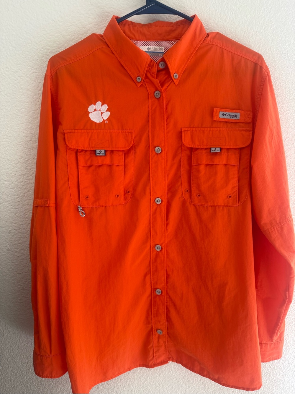 Columbia Men’s Bright Orange Lightweight Fishing Shirt Jacket